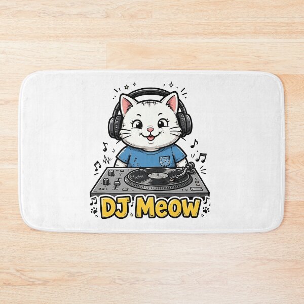 Item preview, DJ artist cat DJ Meow with music elemets designed and sold by Raju-Creative.