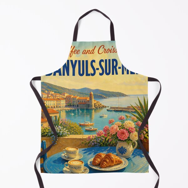 Artikelvorschau, Banyuls-sur-Mer-Kaffee und Croissants – Vintage-Küstenreiseplakat entworfen und verkauft von LSVart.