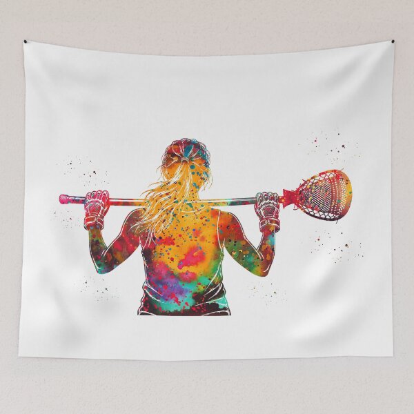 Item preview, Female Lacrosse Goalie Watercolor Art designed and sold by Liededrom..