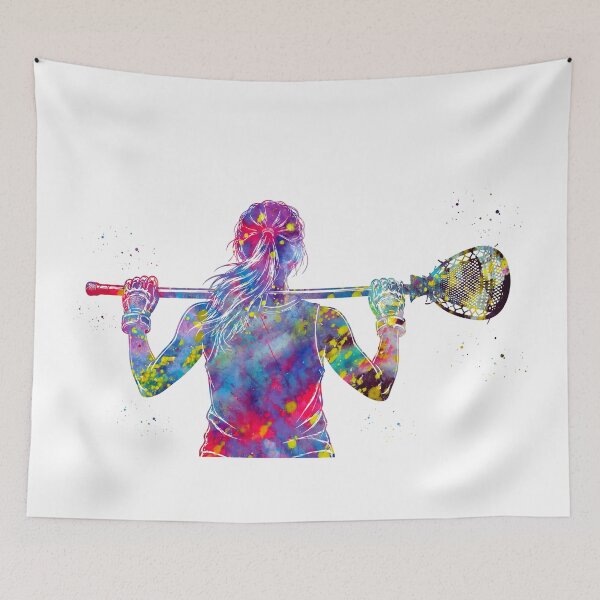 Item preview, Female Lacrosse Goalie Watercolor Art designed and sold by Liededrom..
