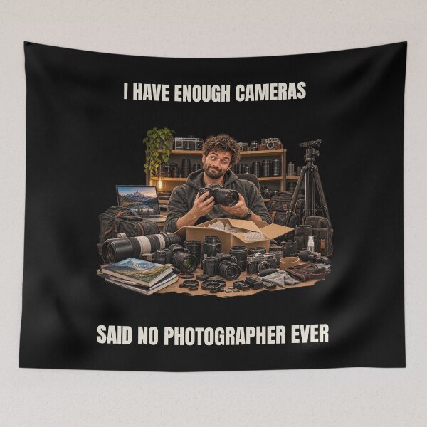 Item preview, I Have Enough Cameras – Funny Photography Humor designed and sold by GeekAnglerStore.