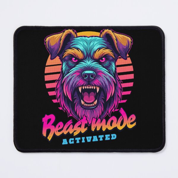 Item preview, Schnauzer Beast Mode - Neon Cyberpunk Horror designed and sold by PixelsPaws.