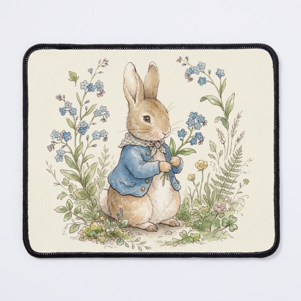 Item preview, Rabbit Forget-Me-Nots Watercolor Woodland Art designed and sold by Pasteltone.