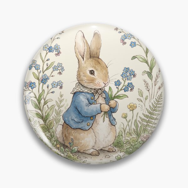 Item preview, Rabbit Forget-Me-Nots Watercolor Woodland Art designed and sold by Pasteltone.