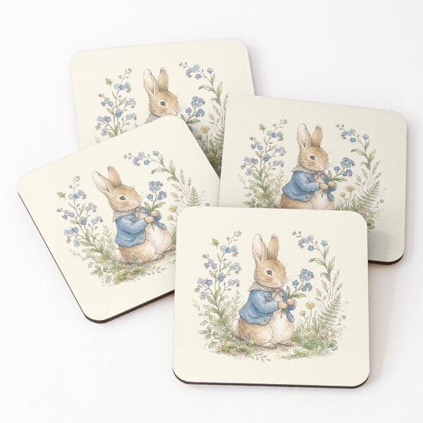 Item preview, Rabbit Forget-Me-Nots Watercolor Woodland Art designed and sold by Pasteltone.