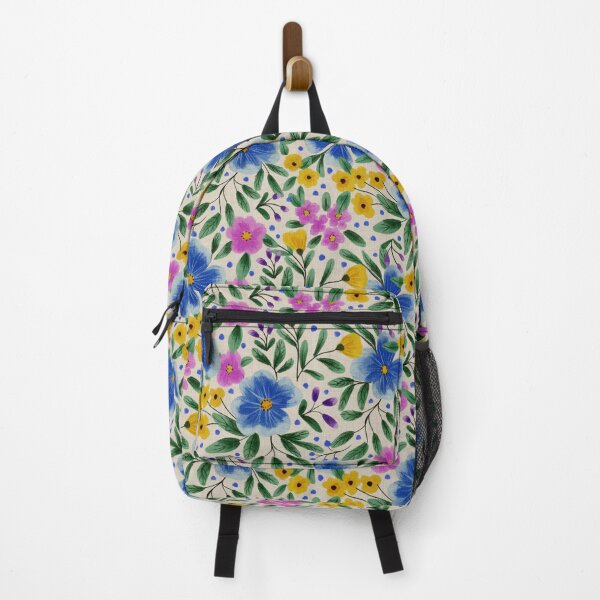 Item preview, Rain-Kissed Wildflower Garden – Blue, Pink and Yellow on Cream designed and sold by Creative Line Prints.