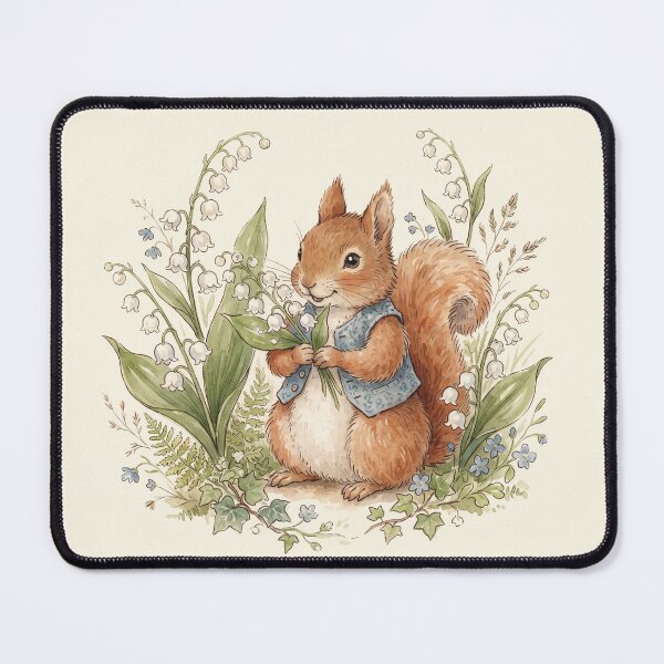 Item preview, Squirrel Lily of the Valley Vintage Watercolor designed and sold by Pasteltone.