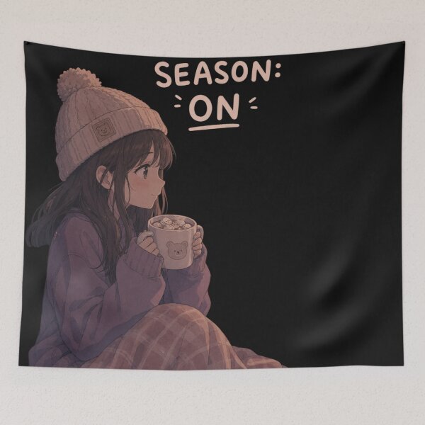 Item preview, Cozy Season On – Lo-Fi Anime Girl with Hot Cocoa and Beanie Winter Aesthetic designed and sold by AsotenDesigns.
