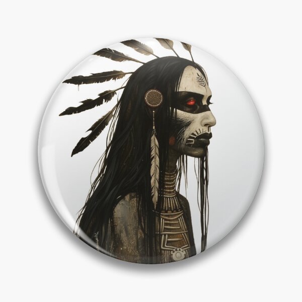 Item preview, Dark Native American Warrior  – Gothic Feather Headdress Art designed and sold by Tribal Spirits Art T-Shirt Store.
