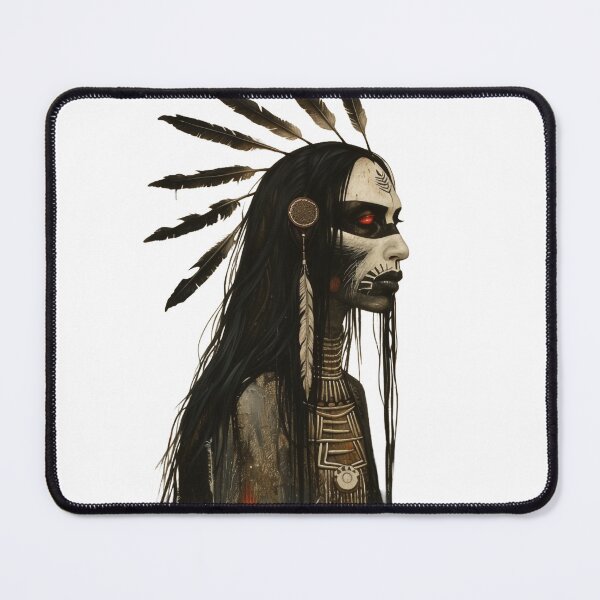 Item preview, Dark Native American Warrior  – Gothic Feather Headdress Art designed and sold by Tribal Spirits Art T-Shirt Store.