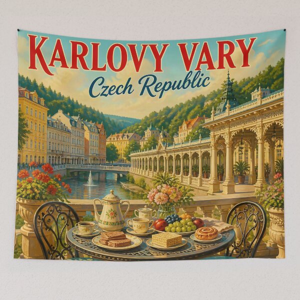 Item preview, Karlovy Vary Czech Republic – Vintage Scenic Travel Poster designed and sold by LSVart.