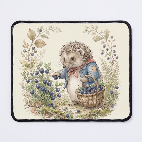 Item preview, Hedgehog Blueberry Picking Woodland Watercolor designed and sold by Pasteltone.