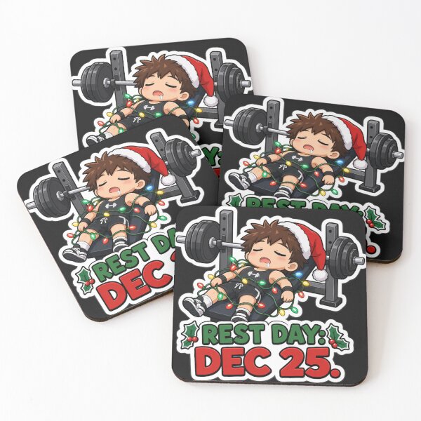 Item preview, Rest Day Dec 25 – Funny Christmas Gym Bro Sleeping on Bench Press designed and sold by AsotenDesigns.