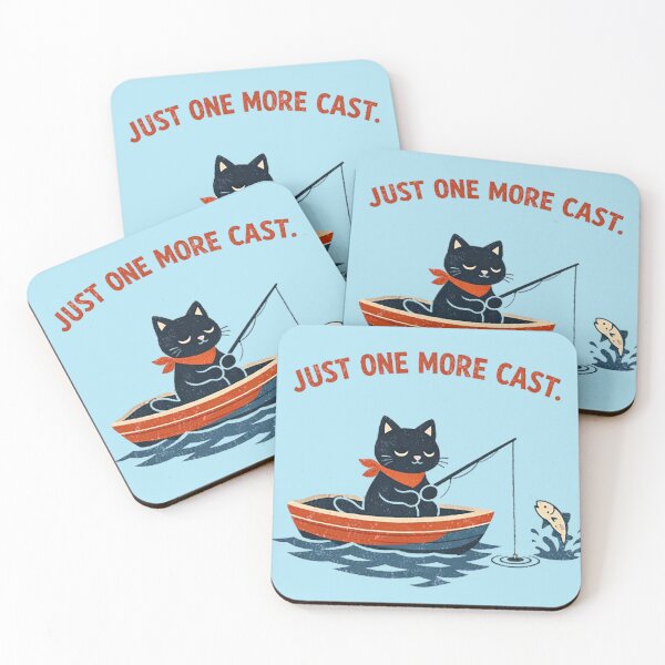 Item preview, Just One More Cast Funny Fishing Cat Vintage Retro Fisherman Design designed and sold by Dogandesighn.