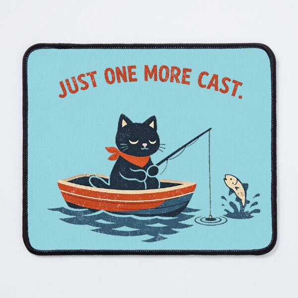 Item preview, Just One More Cast Funny Fishing Cat Vintage Retro Fisherman Design designed and sold by Dogandesighn.