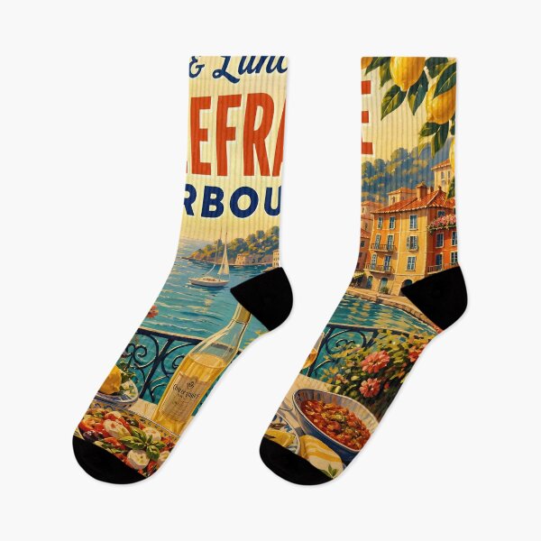 Item preview, Villefranche Harbour Lunch – Vintage French Riviera Travel Poster designed and sold by LSVart.
