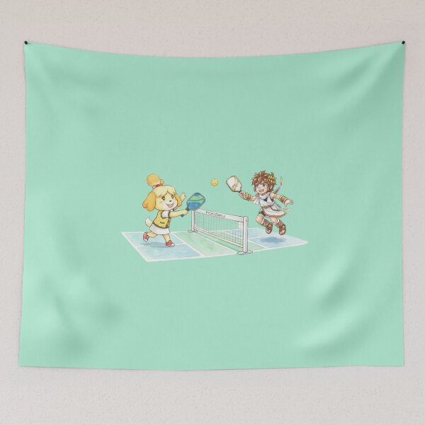 Item preview, Isabelle (Animal Crossing) and Pit (Kid Icarus) playing pickle ball. designed and sold by gorillazone_co.
