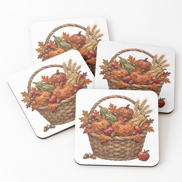Item preview, Autumn Harvest Button Art Basket - Fall Pumpkins Craft designed and sold by Mellow Doodle Co..