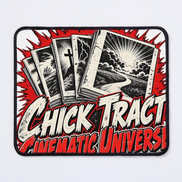 Item preview, Chick Tract Cinematic Universe Funny Exvangelical Screenprint Shirt designed and sold by GloryandFame.