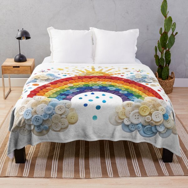 Item preview, Colorful Button Art Rainbow and Sun - Cheerful Crafty Design designed and sold by Mellow Doodle Co..