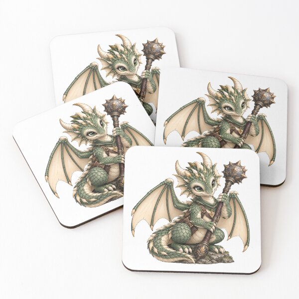 Item preview, Cute Sage Green Dragon Paladin Guardian Whimsical Fantasy Art designed and sold by Hatchling Hollow.
