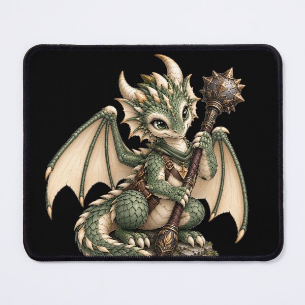 Item preview, Cute Sage Green Dragon Paladin Guardian Whimsical Fantasy Art designed and sold by Hatchling Hollow.