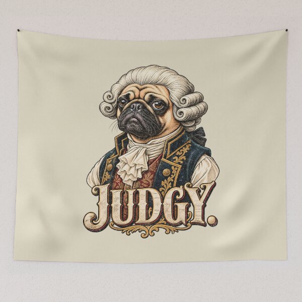 Item preview, Judgy – Aristocratic Pug in Powdered Wig designed and sold by AwesomeBeyondLimits.