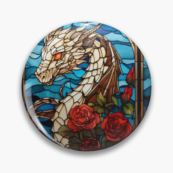 Item preview, Stained Glass Dragon and Roses Panel Art designed and sold by pinkal.