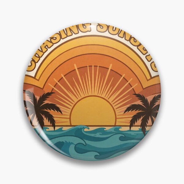 Item preview, Chasing Sunsets Retro Badge Sticker designed and sold by WhaleStore.