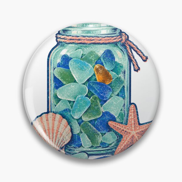 Item preview, Sea Glass Jar with Starfish and Scallop Shell designed and sold by eignvalue.