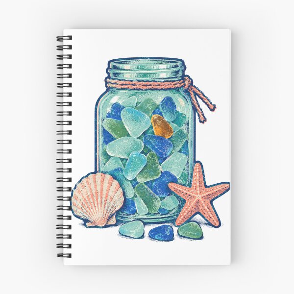 Item preview, Sea Glass Jar with Starfish and Scallop Shell designed and sold by eignvalue.