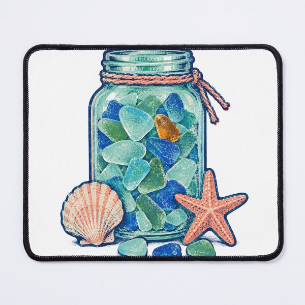 Item preview, Sea Glass Jar with Starfish and Scallop Shell designed and sold by eignvalue.