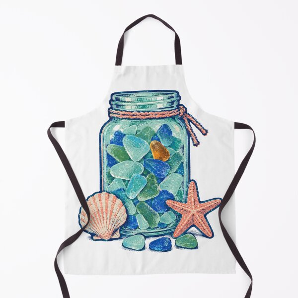 Item preview, Sea Glass Jar with Starfish and Scallop Shell designed and sold by eignvalue.