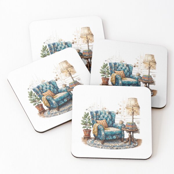 Item preview, Cozy Armchair and Books Button Art - Reading Nook Craft designed and sold by Mellow Doodle Co..