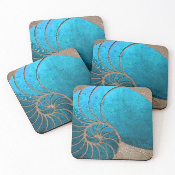Item preview, Teal Blue Nautilus Shell Art Beach Coastal Tropical Seashells designed and sold by Sharon Cummings Art.