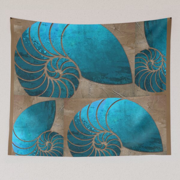 Item preview, Teal Blue Nautilus Shell Art Beach Coastal Tropical Seashells designed and sold by Sharon Cummings Art.