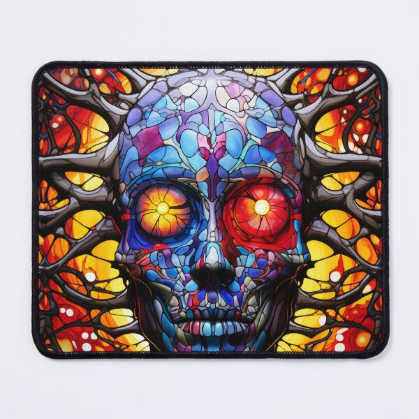 Item preview, Stained Glass Neural Skull Mosaic Art designed and sold by pinkal.