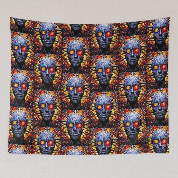 Item preview, Stained Glass Neural Skull Mosaic Art designed and sold by pinkal.