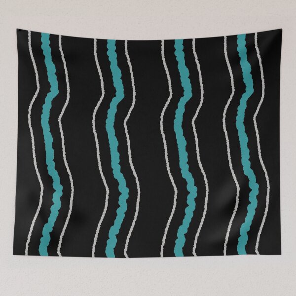 Item preview, Teal Wavy Columns with Dotted Lines — Dark Abstract Pattern designed and sold by dfly-creations.