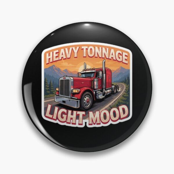 Item preview, Heavy Tonnage Light Mood Vintage Red Semi Truck Emblem designed and sold by PoleksGraphics.