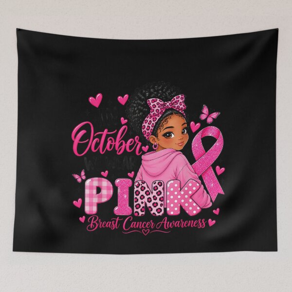 Item preview, In October We Wear Pink Breast Cancer Kid Black Girl Toddler designed and sold by studiopekepeke.