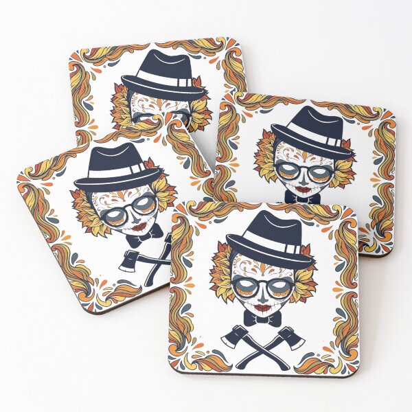 Item preview, Lumberjack Sugar Skull - Hipster Calavera With Crossed Axes And Fedora designed and sold by ODELUNITY.