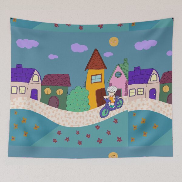 Item preview, Magical City Bike Ride – Kawaii Girl Cycling Through a Whimsical City designed and sold by Keddmia.