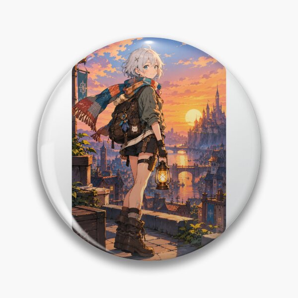 Artikelvorschau, Sunset Lantern Wanderer Anime Cityscape Art entworfen und verkauft von AnimeOrbit.