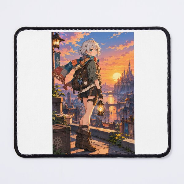 Item preview, Sunset Lantern Wanderer Anime Cityscape Art designed and sold by AnimeOrbit.