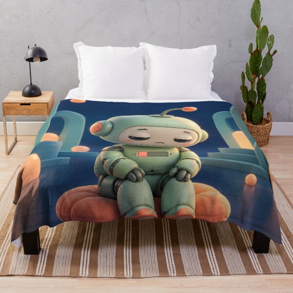 Item preview, Low Battery Robot – Cute Sleepy Mint Robot Art designed and sold by Jaani-T.