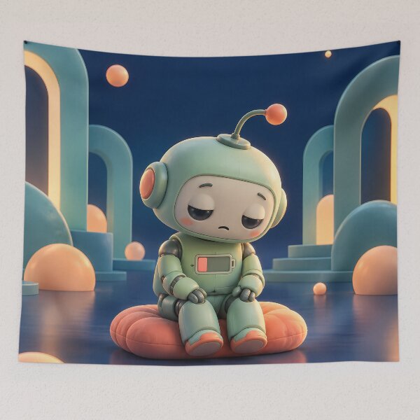 Item preview, Low Battery Robot – Cute Sleepy Mint Robot Art designed and sold by Jaani-T.