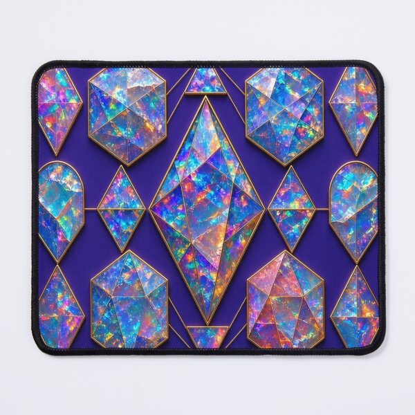 Item preview, Iridescent Opal Crystal Aesthetic - Sacred Geometry Gold Jewel Pattern designed and sold by Breezes-of-Ida.