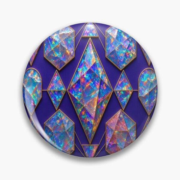 Item preview, Iridescent Opal Crystal Aesthetic - Sacred Geometry Gold Jewel Pattern designed and sold by Breezes-of-Ida.