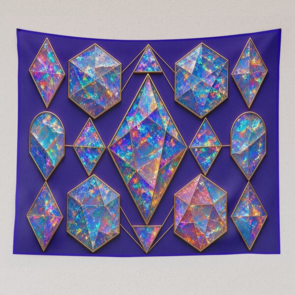 Item preview, Iridescent Opal Crystal Aesthetic - Sacred Geometry Gold Jewel Pattern designed and sold by Breezes-of-Ida.
